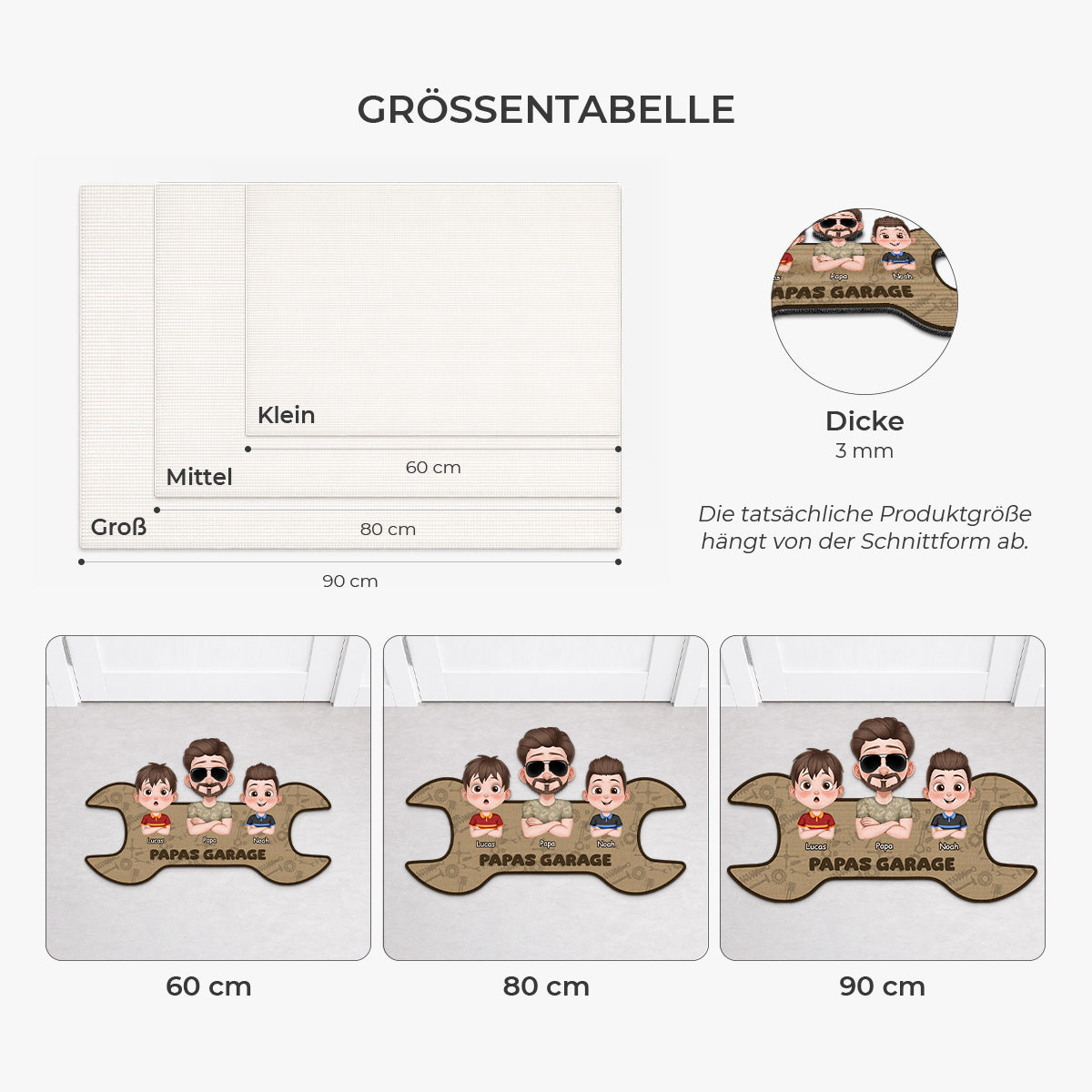 8610AGE3 papas garage personalisiertes geschenk  fussmatte papa opa unregelmassige form 8610adnhbb