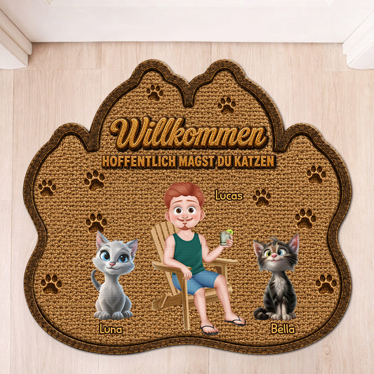8616AGE1 hoffentlich magst du tierhaare personalisierte geschenke katze  fussmatte unregelmassige form 8616adayrd