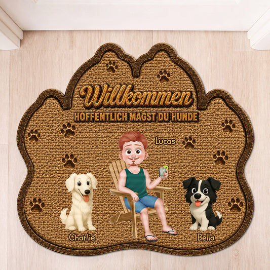 8616AGE1 hoffentlich magst du tierhaare personalisiertes hunde geschenk  fussmatte unregelmassige form 8616adayrc