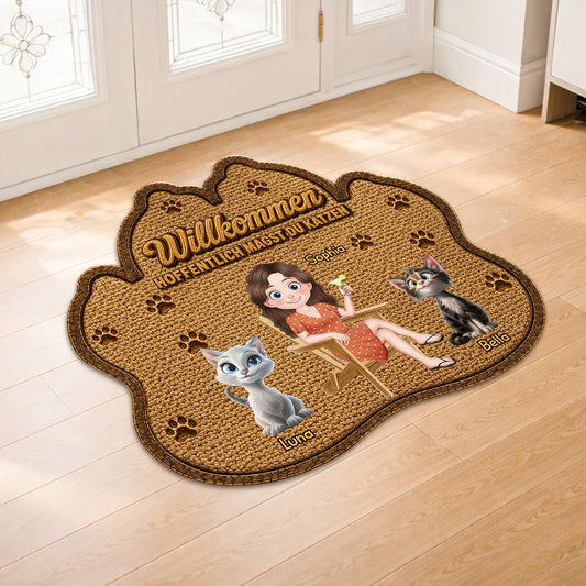 8616AGE2 hoffentlich magst du tierhaare personalisierte geschenke katze  fussmatte unregelmassige form 8616adayrd