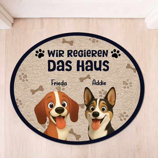 8626AGE1 ich regiere das haus personalisiertes hunde geschenk  fussmatte unregelmassige form auto 8626ad8yrc