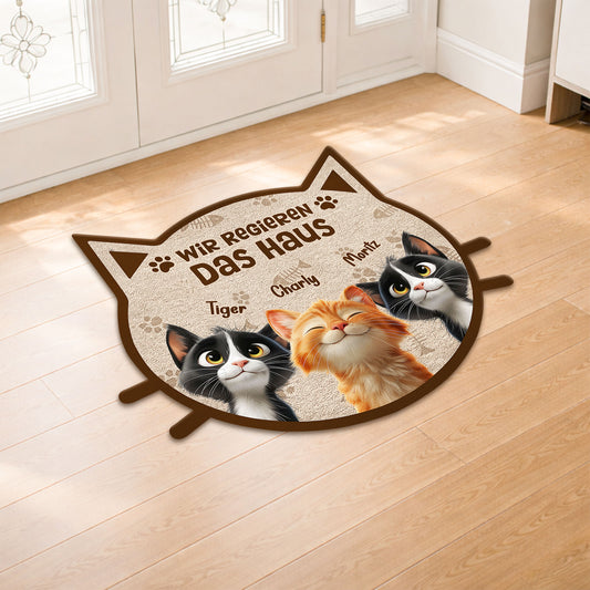 8626AGE2 ich regiere das haus personalisierte geschenke katze  fussmatte unregelmassige form auto 8626ad8yrd