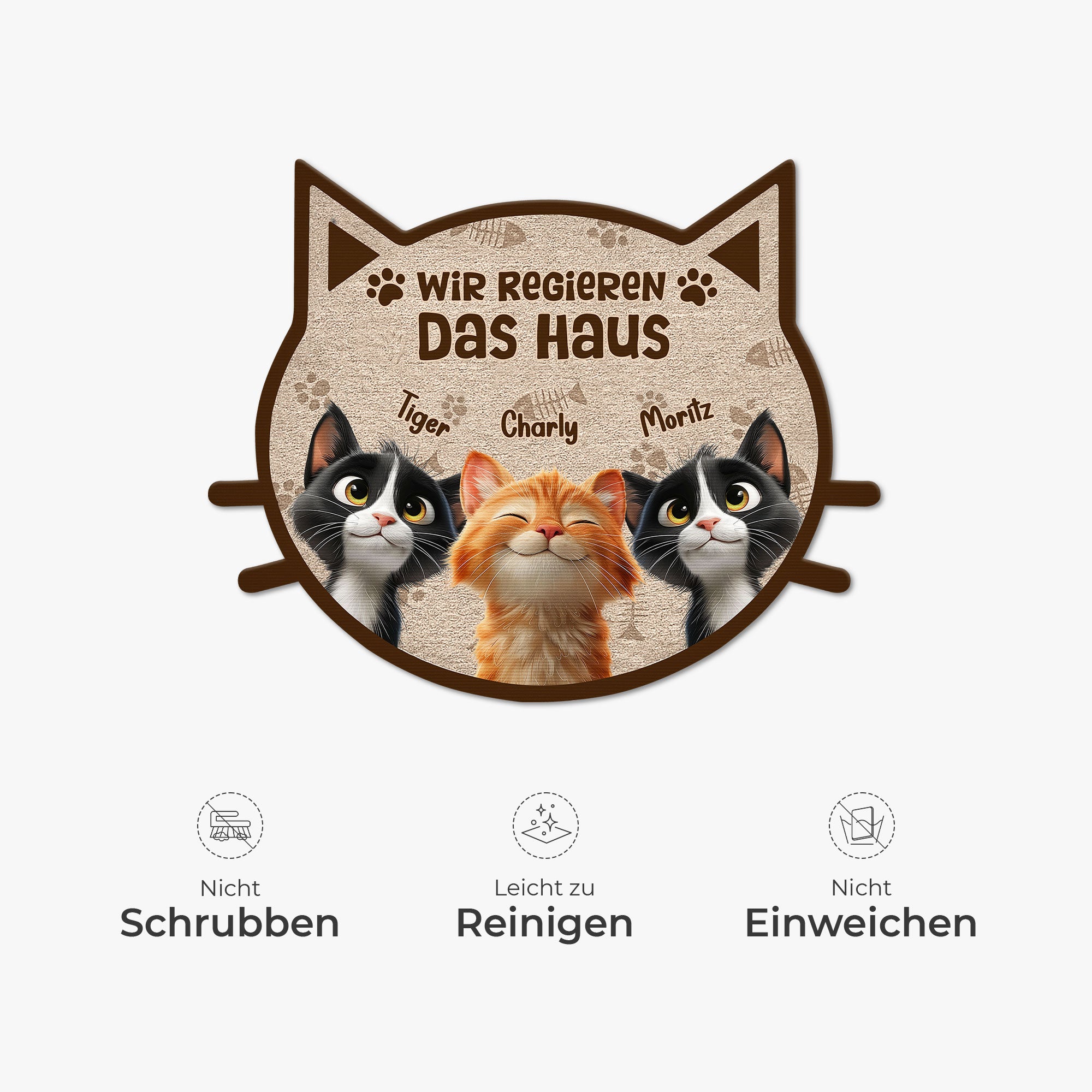 8626AGE5 ich regiere das haus personalisierte geschenke katze  fussmatte unregelmassige form auto 8626ad8yrd