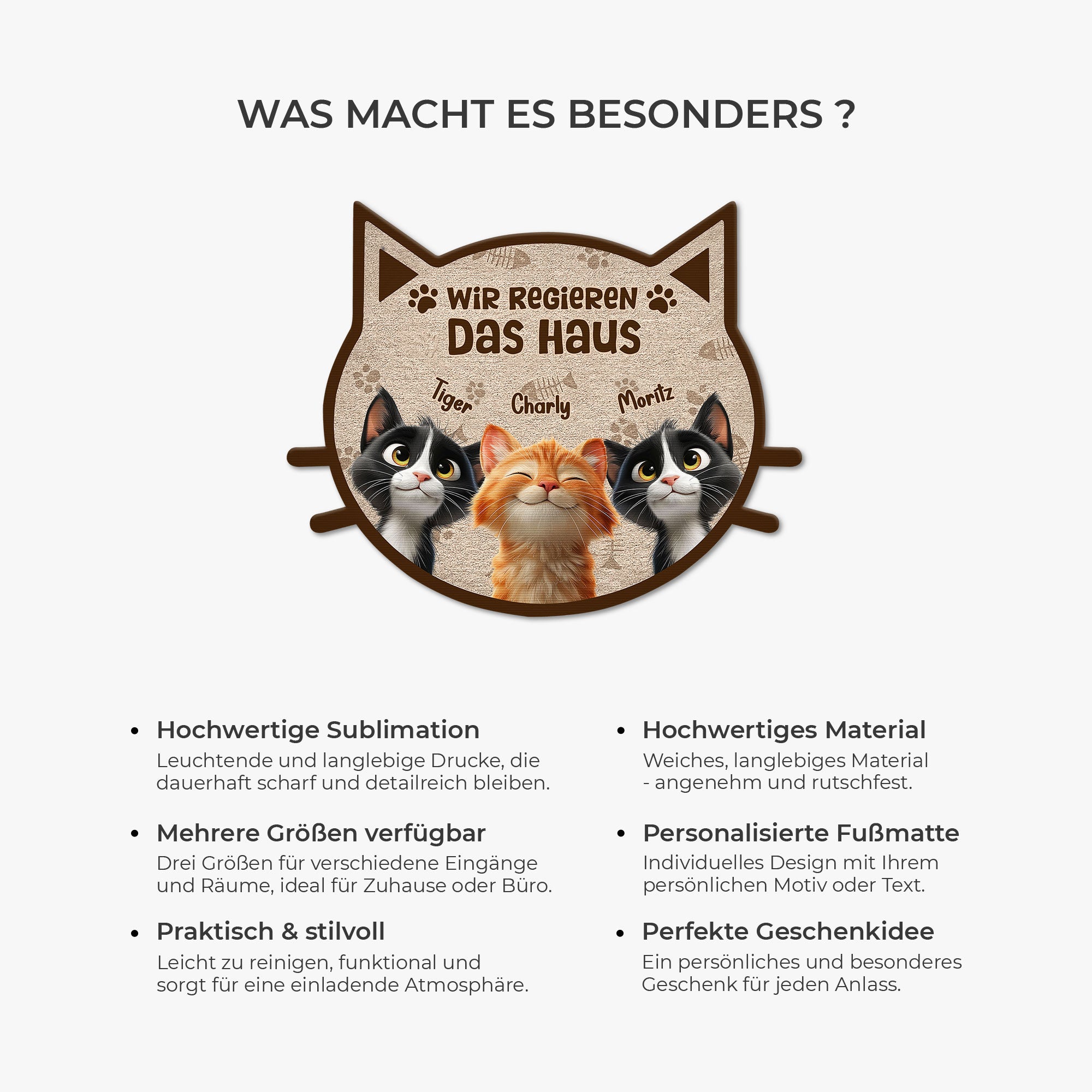 8626AGE6 ich regiere das haus personalisierte geschenke katze  fussmatte unregelmassige form auto 8626ad8yrd