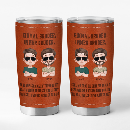 8709TGE1 3d druck effekt einmal bruder immer bruder personalisiertes geschenk  thermobecher 590 ml freunde cartoon 8709taysf