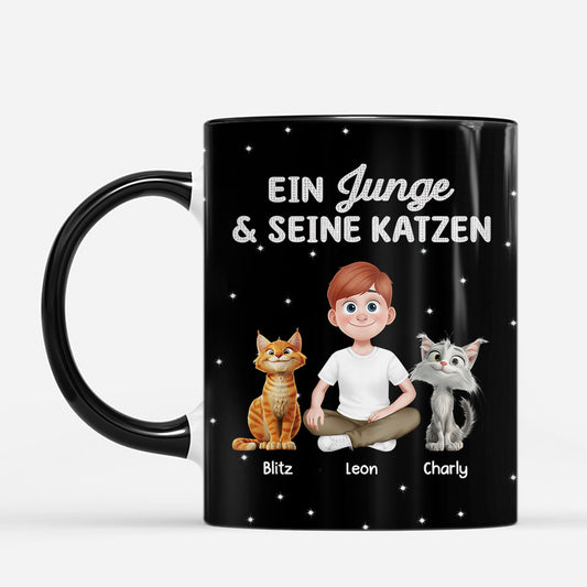 8756MGE1 eine frau  ihre katze glitzer personalisierte geschenke katze  tasse 8756m6psd