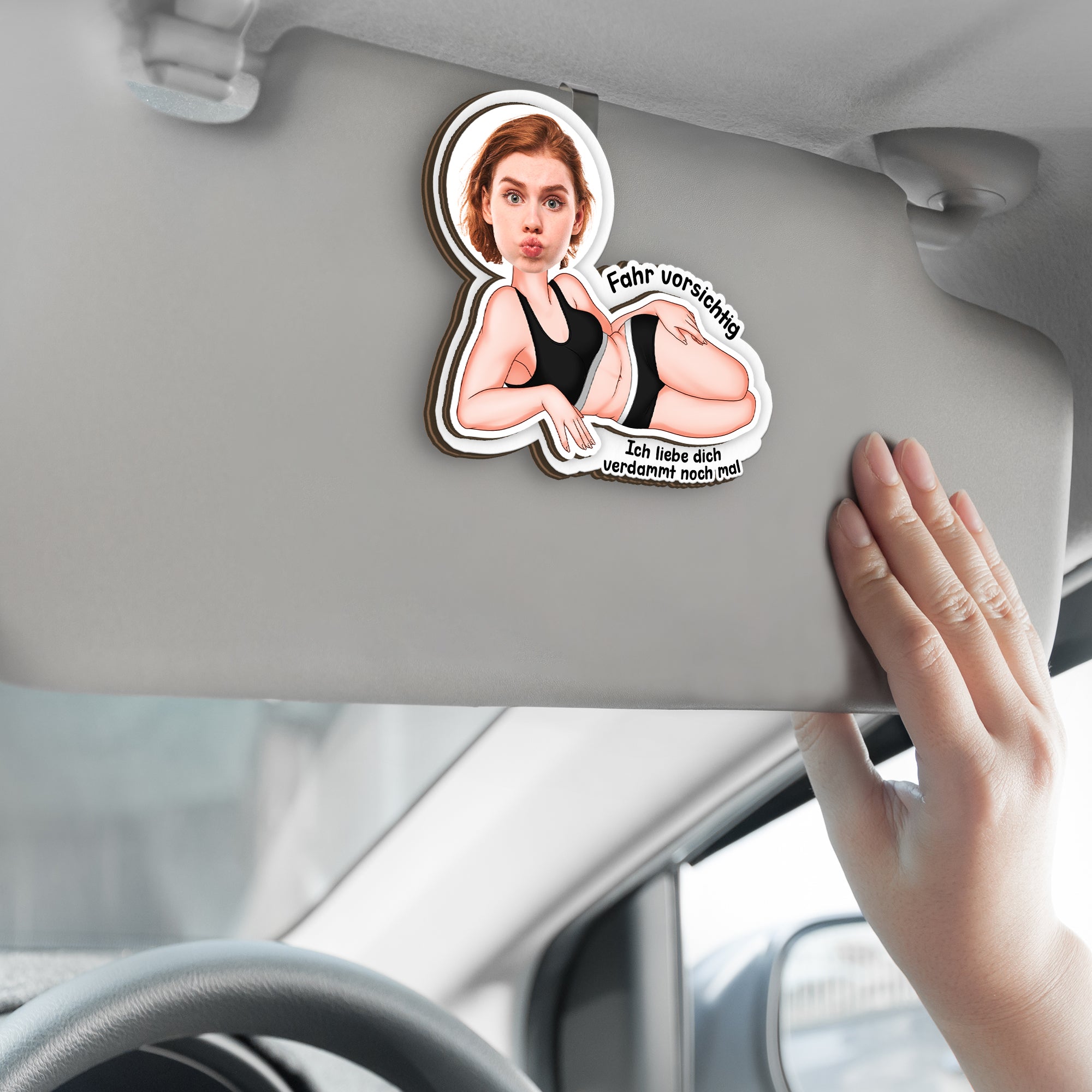 8764GGE2 fahr vorsichtig personalisierte geschenke foto  auto visier clip ehemann freund paar 8764g8hzb