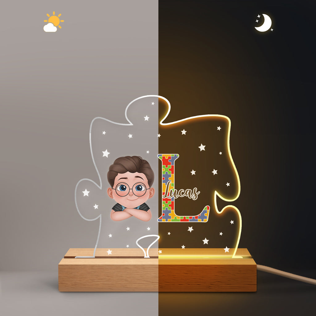 8848LGE2 3d druck effekt anfangsbuchstabe personalisiertes geschenk  nachtlicht_ tochter sohn autismus puzzleteil 8848lndck