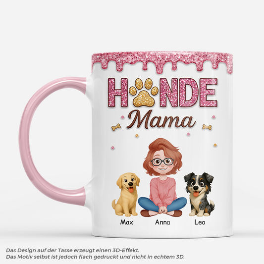 8931MGE1 3d druck effekt hundemama hundepapa glitzer personalisiertes hunde geschenk  tasse 8931m3fwc