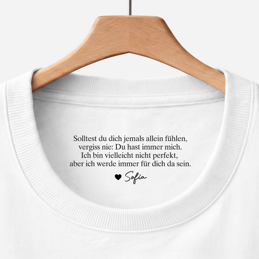 8954AGE1 du hast immer mich personalisiertes geschenk  weisses t shirt nackenlabel drucken manner frauen 8954aaseca