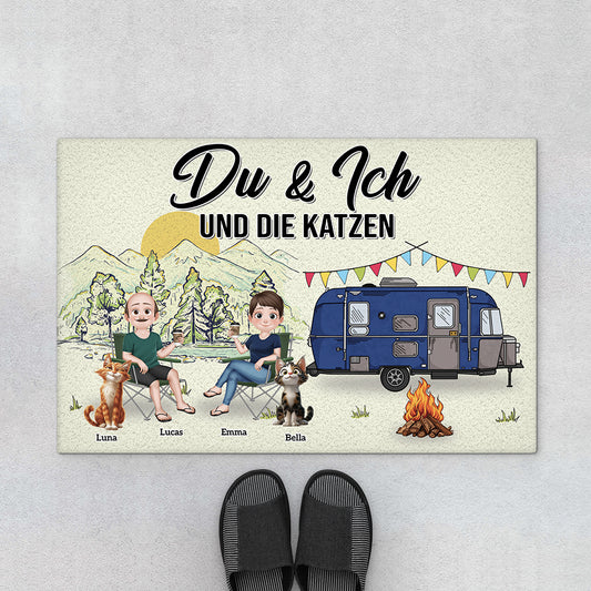 8998DGE2 du  ich und die katzen personalisierte paar geschenke  fussmatte camping 8998d3d1d