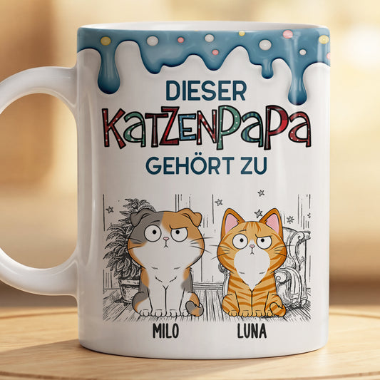 9036MGE2 3d druck effekt diese katzenmama gehort zu personalisierte geschenke katze  tasse punktchenmuster 9036mafod
