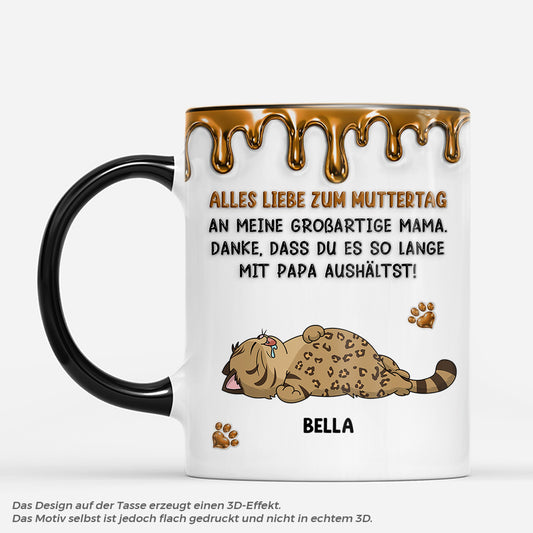 9124MGE1 3d druck effekt alles liebe zum muttertag vatertag personalisierte geschenke katze  tasse braun 9124maysd
