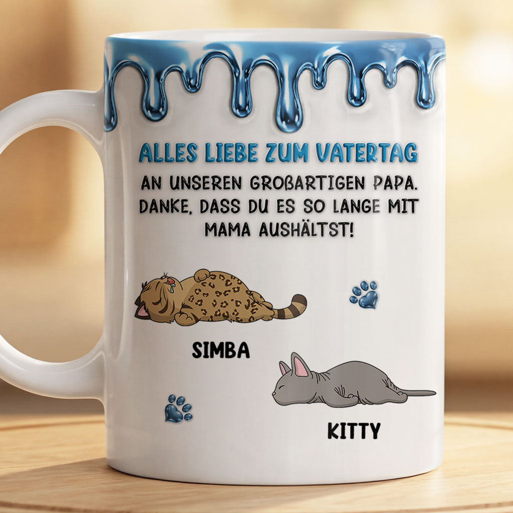 9124MGE2 3d druck effekt alles liebe zum muttertag vatertag personalisierte geschenke katze  tasse braun 9124maysd