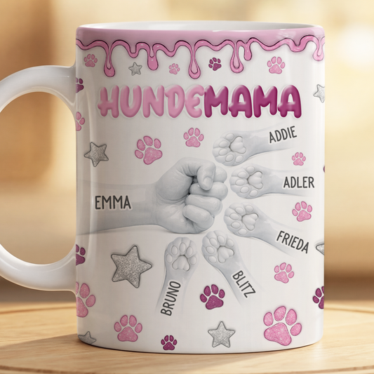 9130MGE2 3d druck effekt faustgruss pfoten personalisiertes hunde geschenk  tasse 9130m6hnc