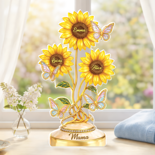 9218AGE1 3d druck effekt sonnenblumen  schmetterlinge personalisiertes geschenk  acryl aufsteller mama oma 9218arafpa