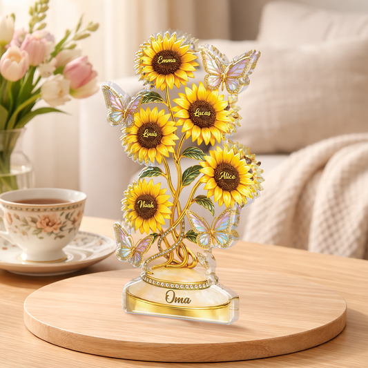 9218AGE2 3d druck effekt sonnenblumen  schmetterlinge personalisiertes geschenk  acryl aufsteller mama oma 9218arafpa