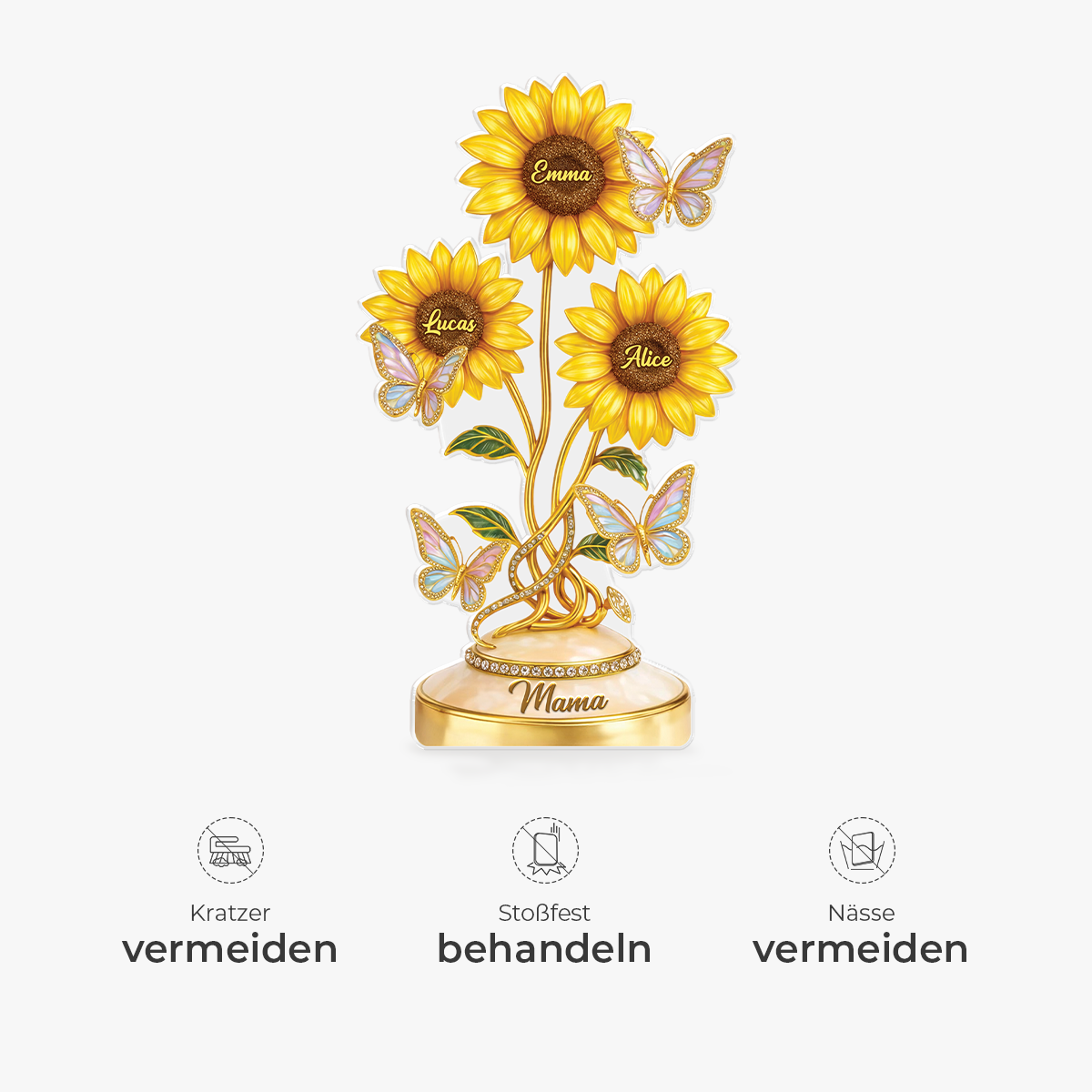 9218AGE4 3d druck effekt sonnenblumen  schmetterlinge personalisiertes geschenk  acryl aufsteller mama oma 9218arafpa