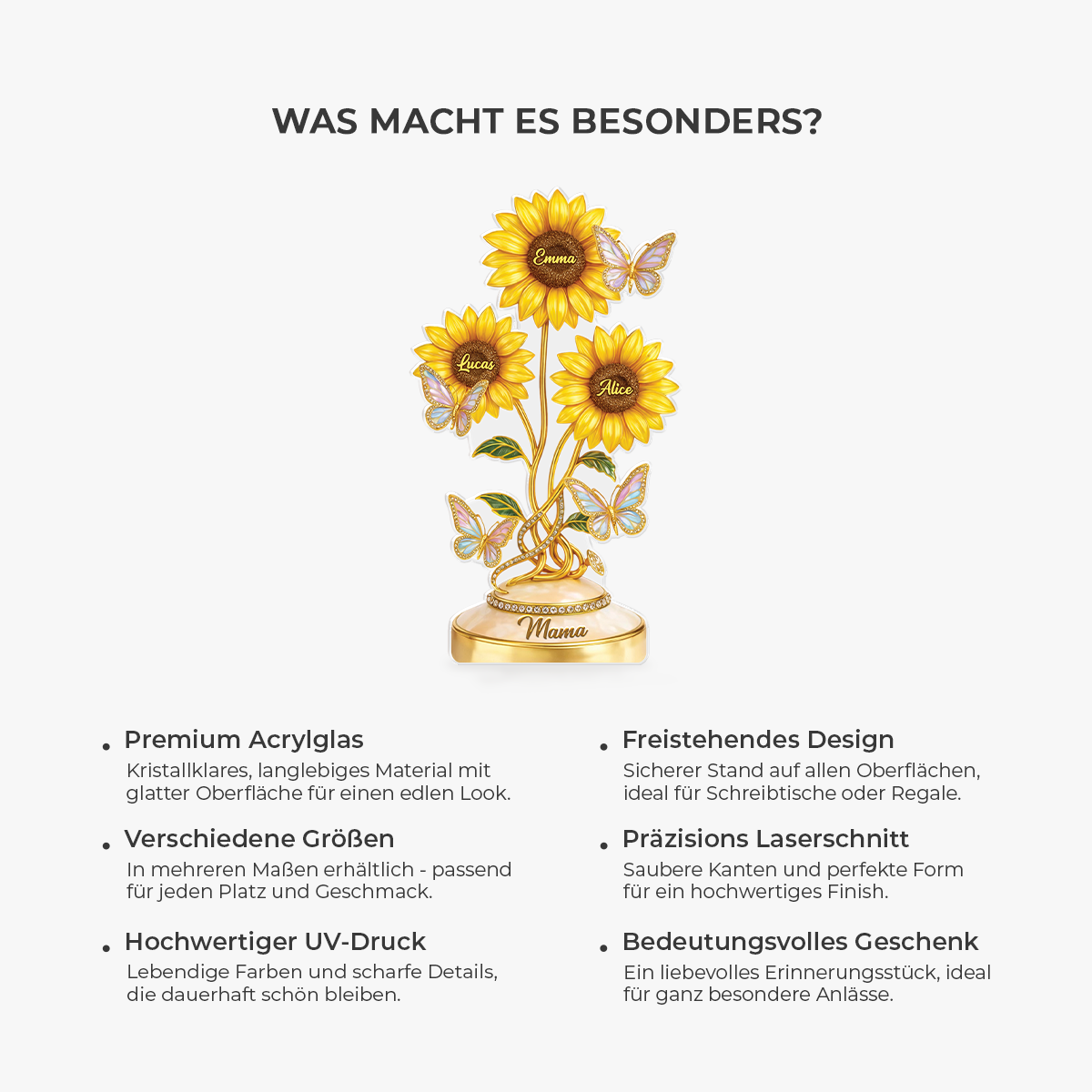 9218AGE5 3d druck effekt sonnenblumen  schmetterlinge personalisiertes geschenk  acryl aufsteller mama oma 9218arafpa