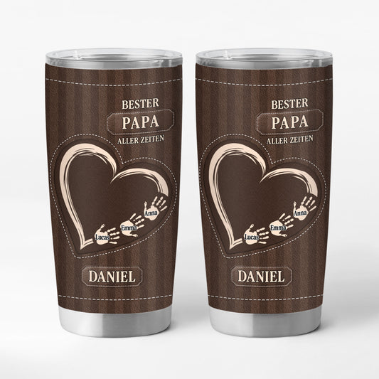 9221TGE1 3d druck effekt bester papa aller zeiten personalisiertes geschenk  thermobecher 590 ml opa papa handabdruck 9221t