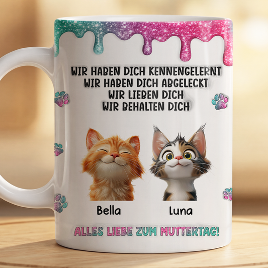 9225MGE2 3d druck effekt frohen vatertag muttertag personalisierte geschenke katze  tasse drip effekt glitzer 9225m8ead