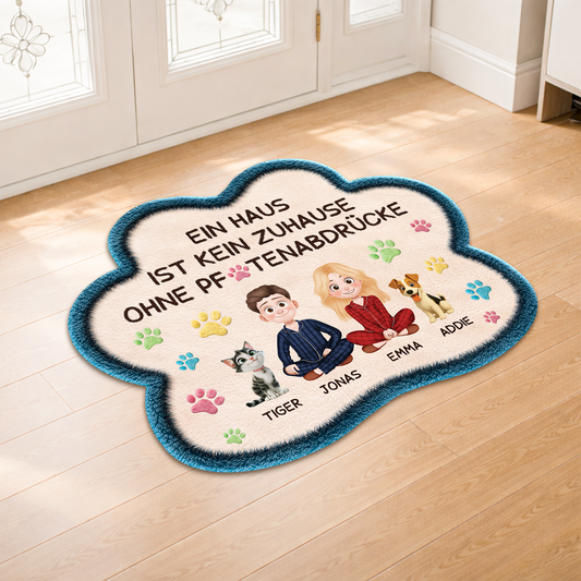 9228AGE2 3d druck effekt ein haus wird erst durch pfotenabdrucke zu einem zuhause personalisierte geschenke katze  fussmatte unregelmassige form 9228adnxnd
