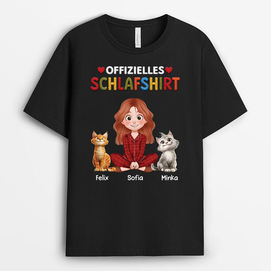 9229AGE1 offizielles schlafshirt katze personalisierte geschenke katze  t shirt herzen 9229a3dmd