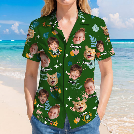 9240AGE2 hawaiihemd mit mehreren gesichtern blumen personalisierte geschenke foto  hawaiihemd frauen manner 9240aa6yca
