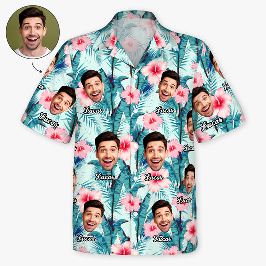 9241AGE1 hawaiihemd mit mehreren gesichtern tropische blumen personalisiertes hawaiihemd damen herren 9241aa6dwa