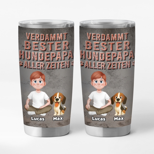 9249TGE1 3d druck effekt verdammt bester hundepapa aller zeiten personalisiertes hunde geschenk  thermobecher 590 ml 9249tte1c