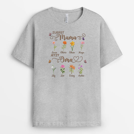9266AGE2 zuerst mama jetzt oma personalisierte geschenke fur frauen  t shirt blumen schmetterlinge 9266a8fka