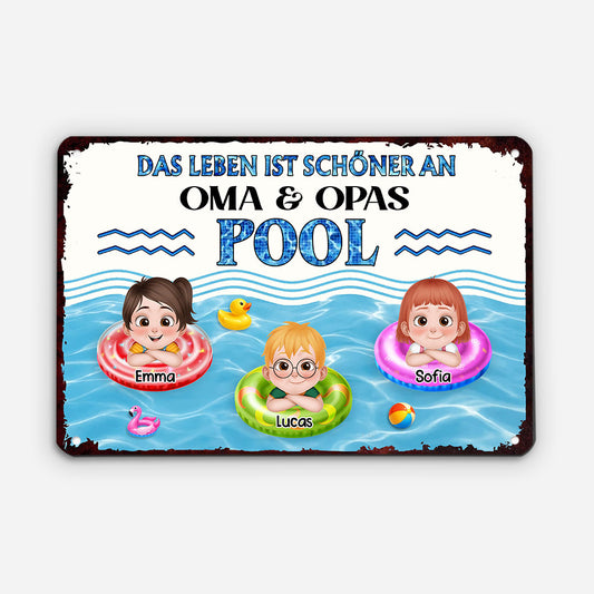 9275EGE1 das leben ist schoner an oma  opas pool personalisiertes geschenk  turschild oma opa mama papa sommer 9275e8ysa