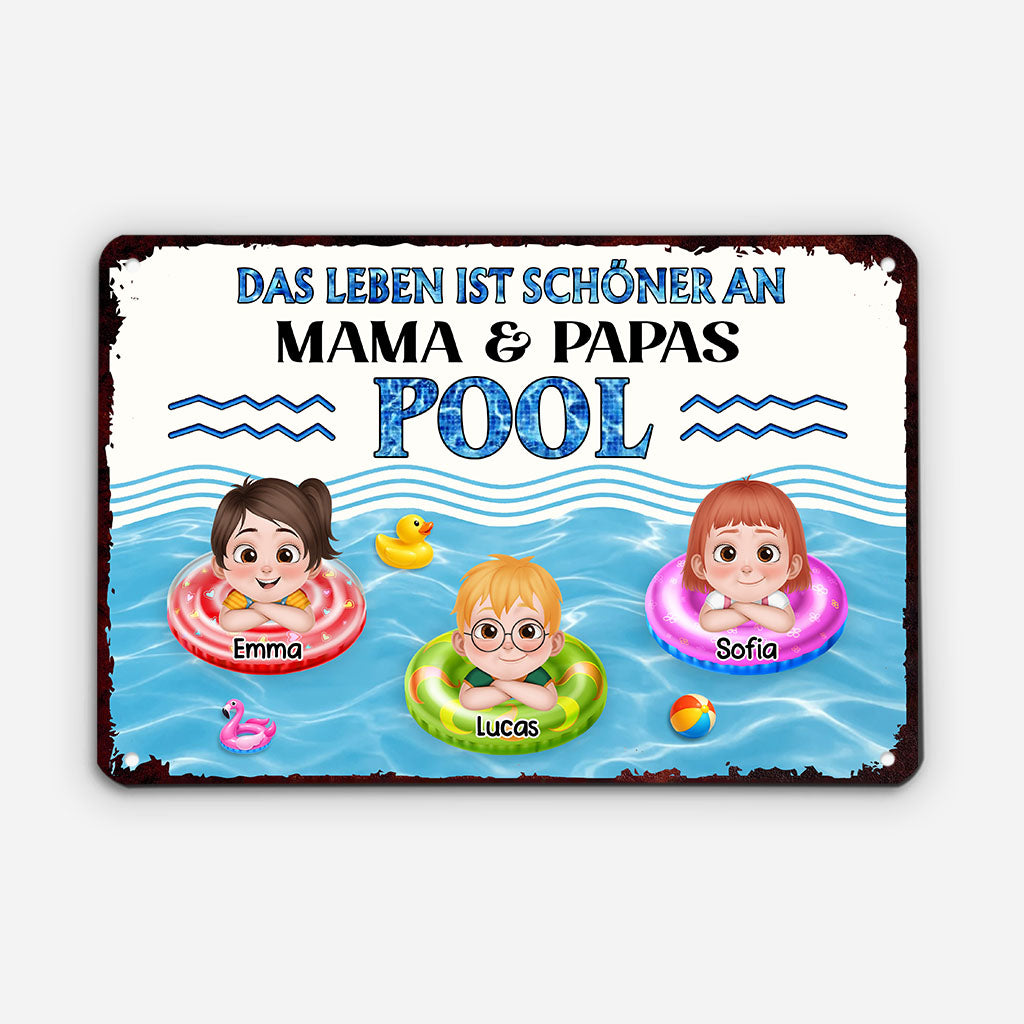 9275EGE2 das leben ist schoner an oma  opas pool personalisiertes geschenk  turschild oma opa mama papa sommer 9275e8ysa