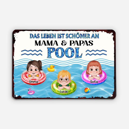 9275EGE2 das leben ist schoner an oma  opas pool personalisiertes geschenk  turschild oma opa mama papa sommer 9275e8ysa