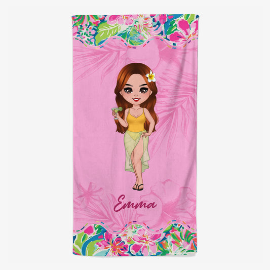 9280BGE1 frau am strand bikini personalisierte geschenke fur frauen  strandtuch tropical 9280bndna