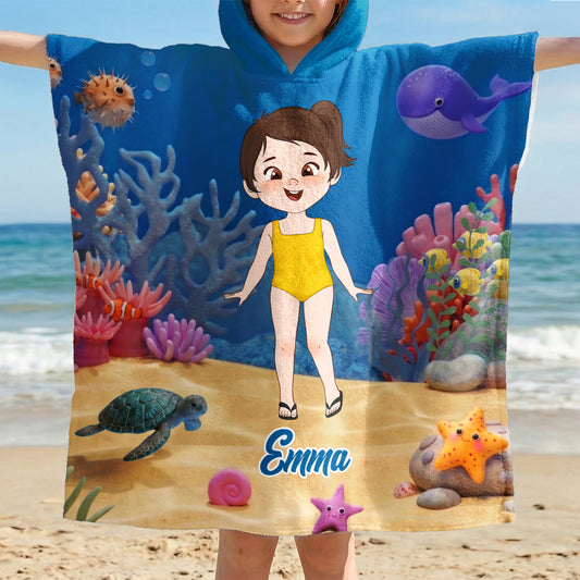9285AGE1 kind cartoon personalisierte geschenke kinder  strandponcho 9285ab8dkk