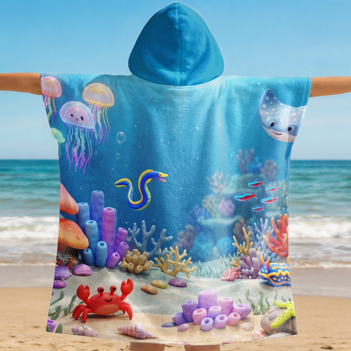 9285AGE2 kind cartoon personalisierte geschenke kinder  strandponcho 9285ab8dkk