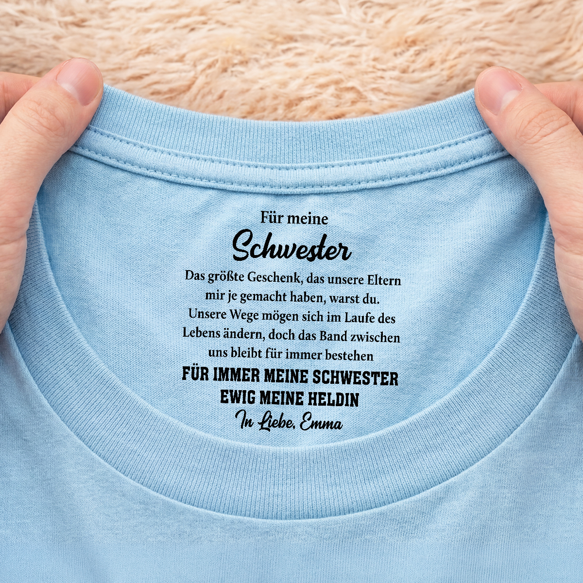 fur immer mein bruder ewig mein held personalisiertes geschenk  weisses t shirt nackenlabel drucken bruder schwester 9255aacfpb