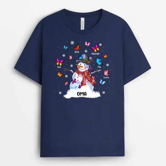 0058A010AGE1 personalisierte T Shirt geschenke schneemann oma mama schmetterlinge