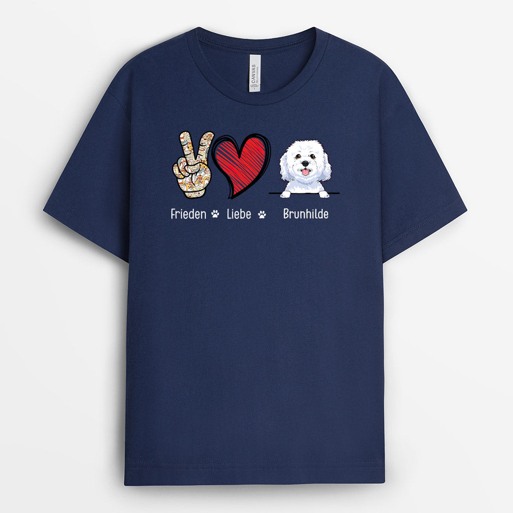 0084A010CGE2 individuelle T Shirt aufmerksamkeiten hunde hundeliebhaber frieden liebe