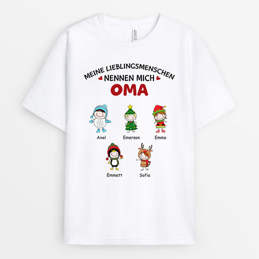 0520AGE1 Personalisierte Geschenke T Shirt Weihnachten Enkelkinder Oma Mama