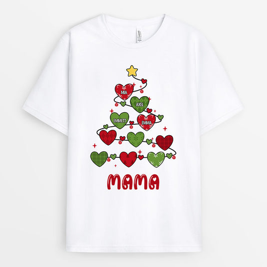 0588AGE2 Personalisierte Geschenke T Shirt Kinder Herzen Mama Oma Weihnachten