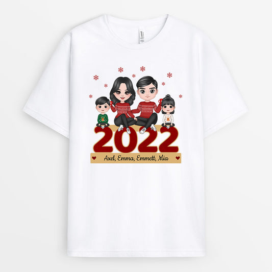 0612AGE2 Personalisierte Geschenke T Shirt Mama Papa Familie Weihnachten