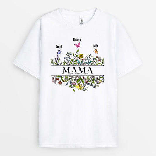 0640AGE1 Personalisierte Geschenke T Shirt Kinder Blumen Saurus Mama Oma Muttertag