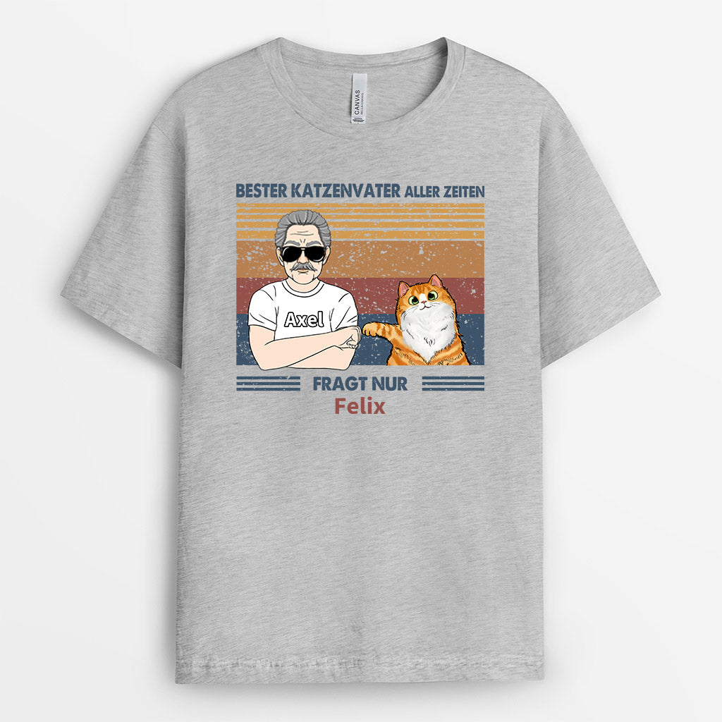 0753A590AGE2 Personalisierte Geschenke T Shirt Katze Katzenvater Katzenbesitzer