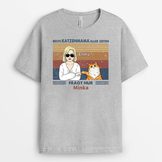 0774A298DGE1 Personalisierte Geschenke T Shirt Katze Katzenmama Katzenbesitzer