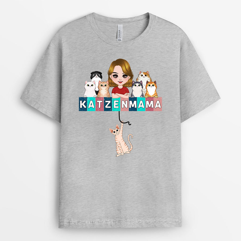 0775A290DGE2 Personalisierte Geschenke T Shirt Katze Katzenvater Katzenbesitzer