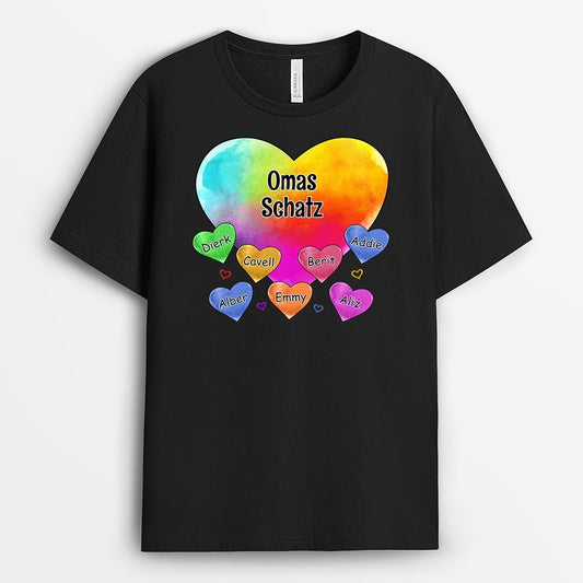 0780AGE1 Personalisierte Geschenke T Shirt Herzen Kinder Mama Oma