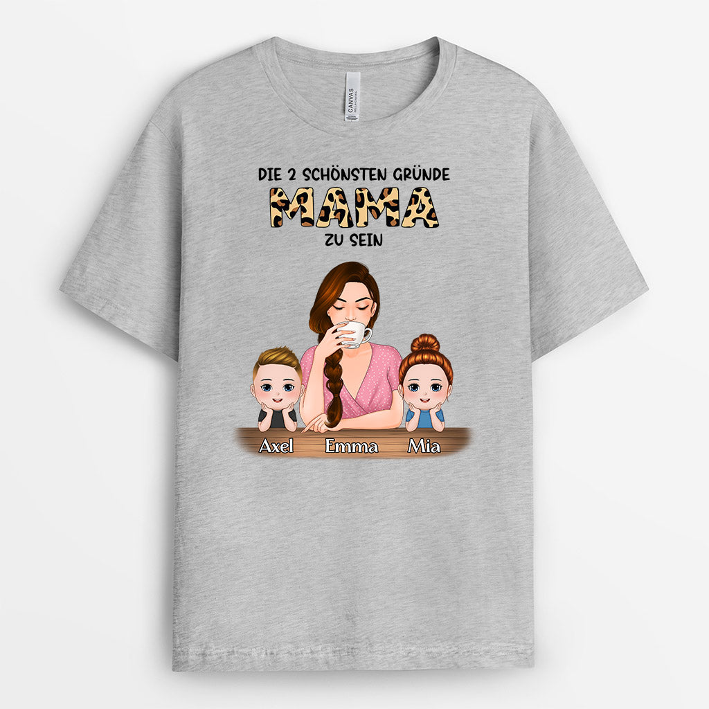 0800AGE2 Personalisierte Geschenke T Shirt Leopard Kinder Mama Oma