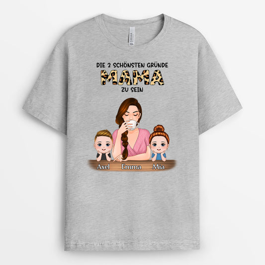 0800AGE2 Personalisierte Geschenke T Shirt Leopard Kinder Mama Oma